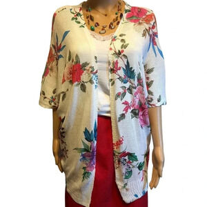 NWT Luisa Ricci made in Italy Boho Floral Print Knit Open Kimono cardigan Lady S